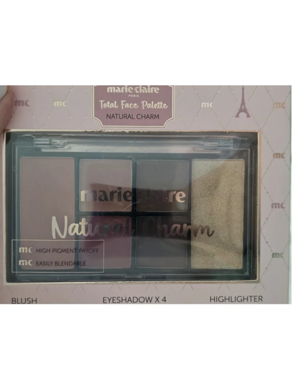 Marie Claire Paris Natural Charm Total Face Palette~Highlighter~Eyeshadow~ Blush